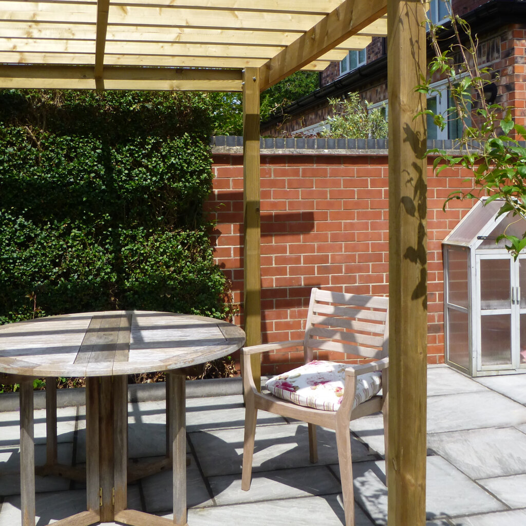 Dining area under pergola